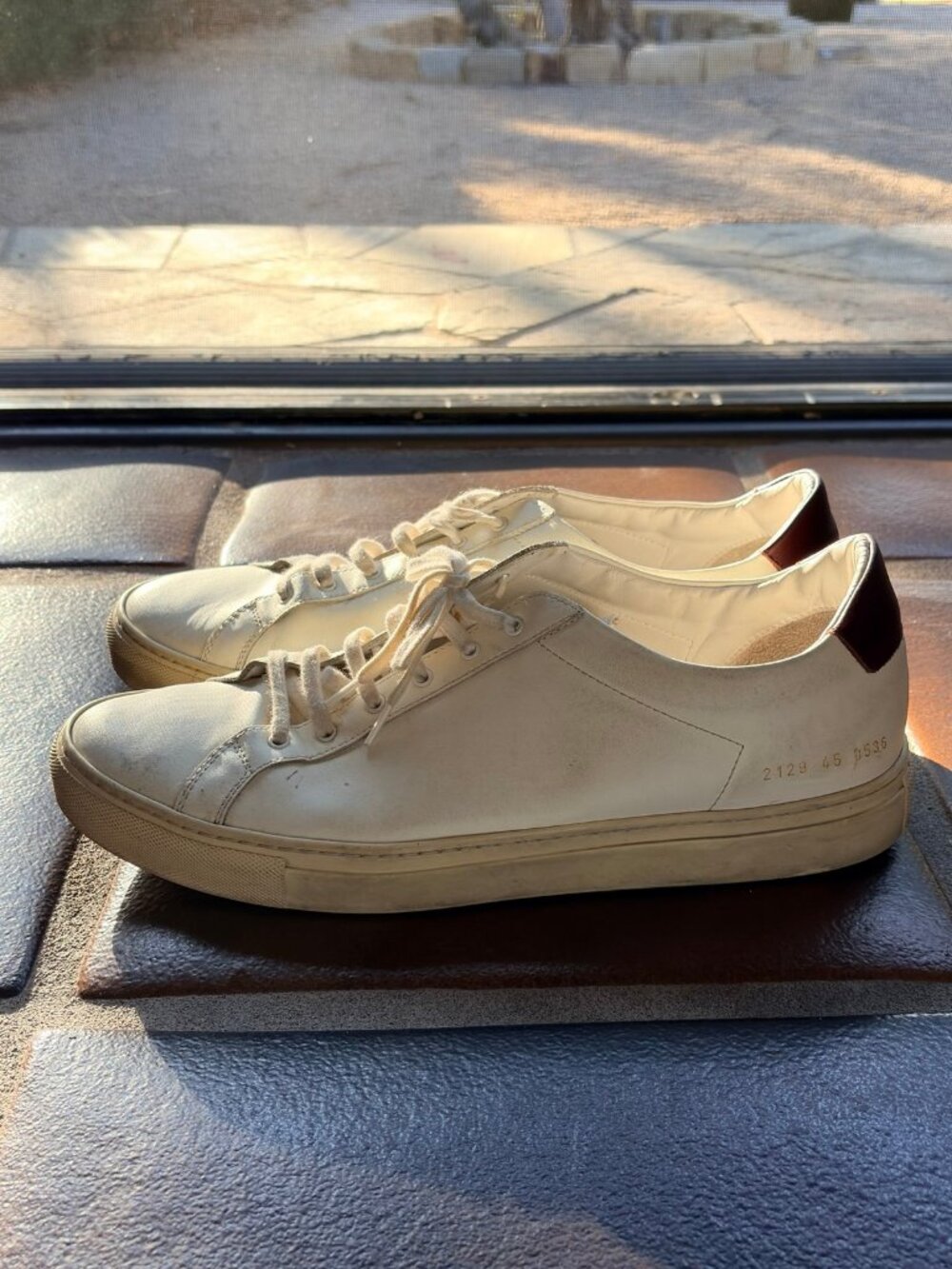 Common Projects Retro Low White Burgundy Heel Tab - EU 45 / US 12